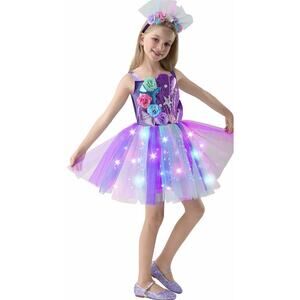 Girl Mermaid Tutu Dress, Shell Mermaid LED Costume / Party Dress M 8-10